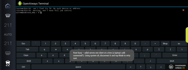 OpenAiways Terminal — built-in US keyboard and root/su switch OpenAiways Terminal — built-in US keyboard and root/su switch